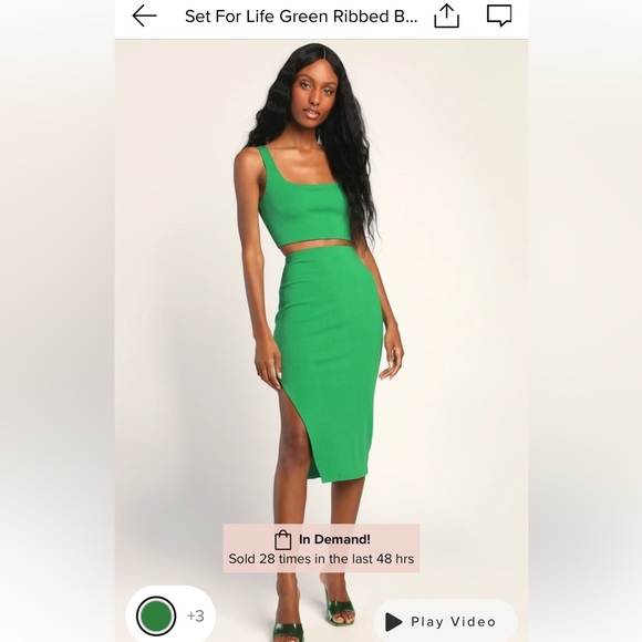 Lulus Dresses & Skirts - Lulu's Set For Life Green Ribbed Bodycon Two Piece Set - S